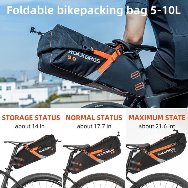ROCKBROS | Satteltasche – Wasserdichte Fahrradtasche für Mountainbike und Rennrad, in Schwarz und Orange